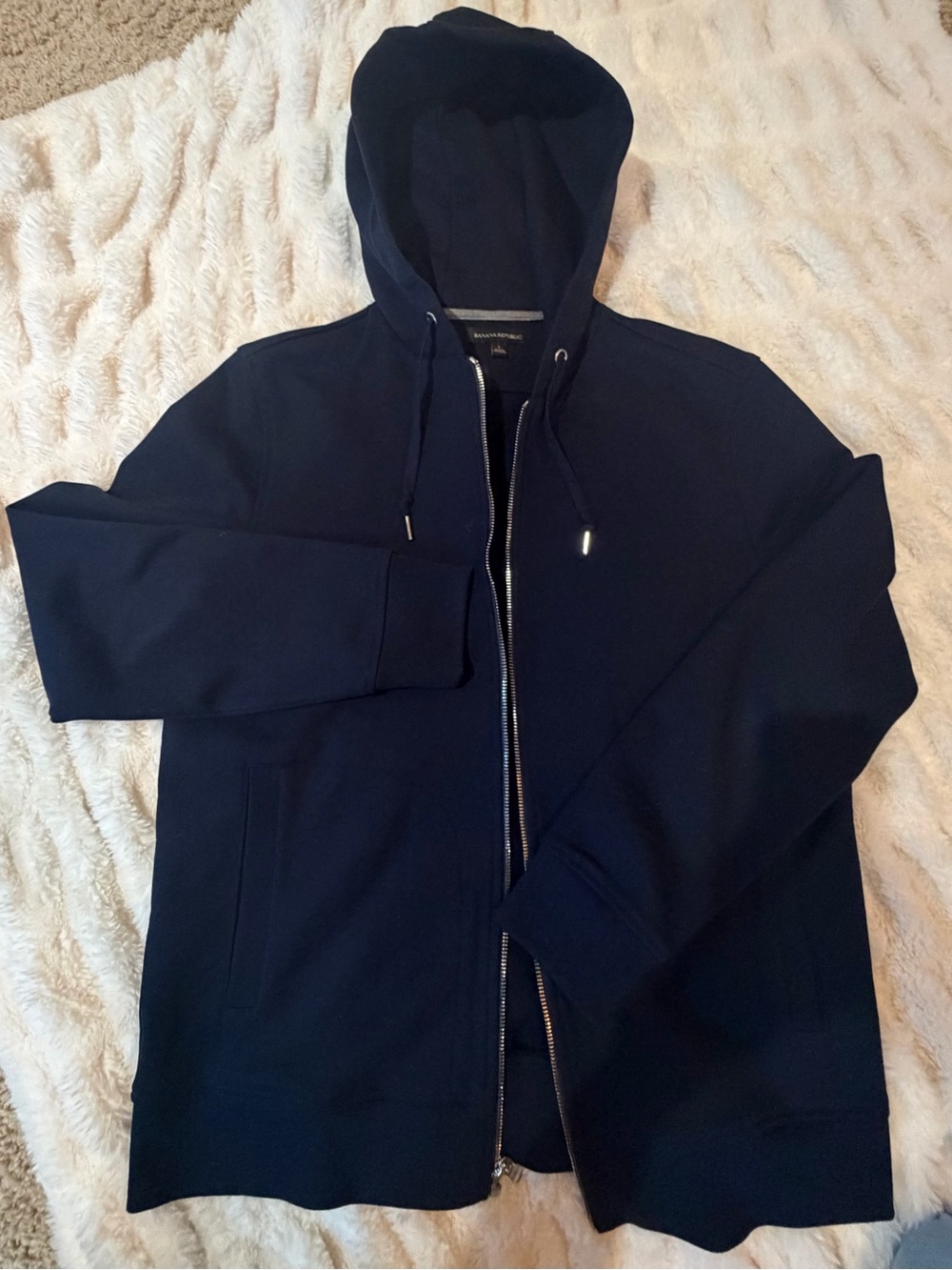 Banana Republic Men's Navy Full-Zip Hooded Sweater